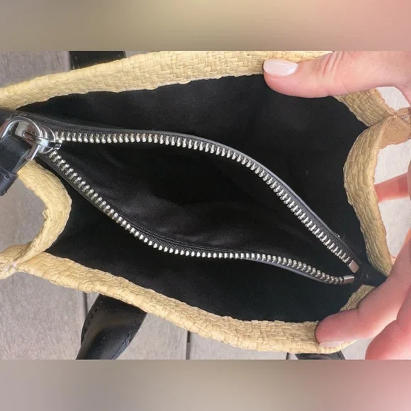 ✨ MARC JACOBS Raffia Mini Tote | Straw + Black Leather | Crossbody NWOT - Picture 8 of 15